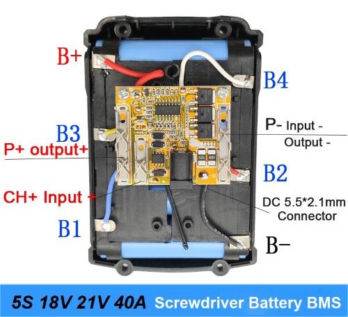 برد محافظ BMS پنج سلولی 5S 40A لیتیوم یون رنگ کرم استخوانی نمای نزدیک برای پک 18V