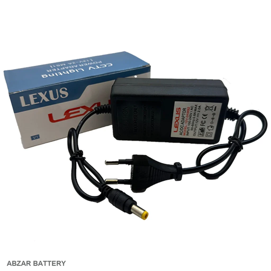 آداپتور 12 ولت 2 آمپر رومیزی کارتن آبی 12 V برای دستگاه‌های سازگار با آداپتور عمومی