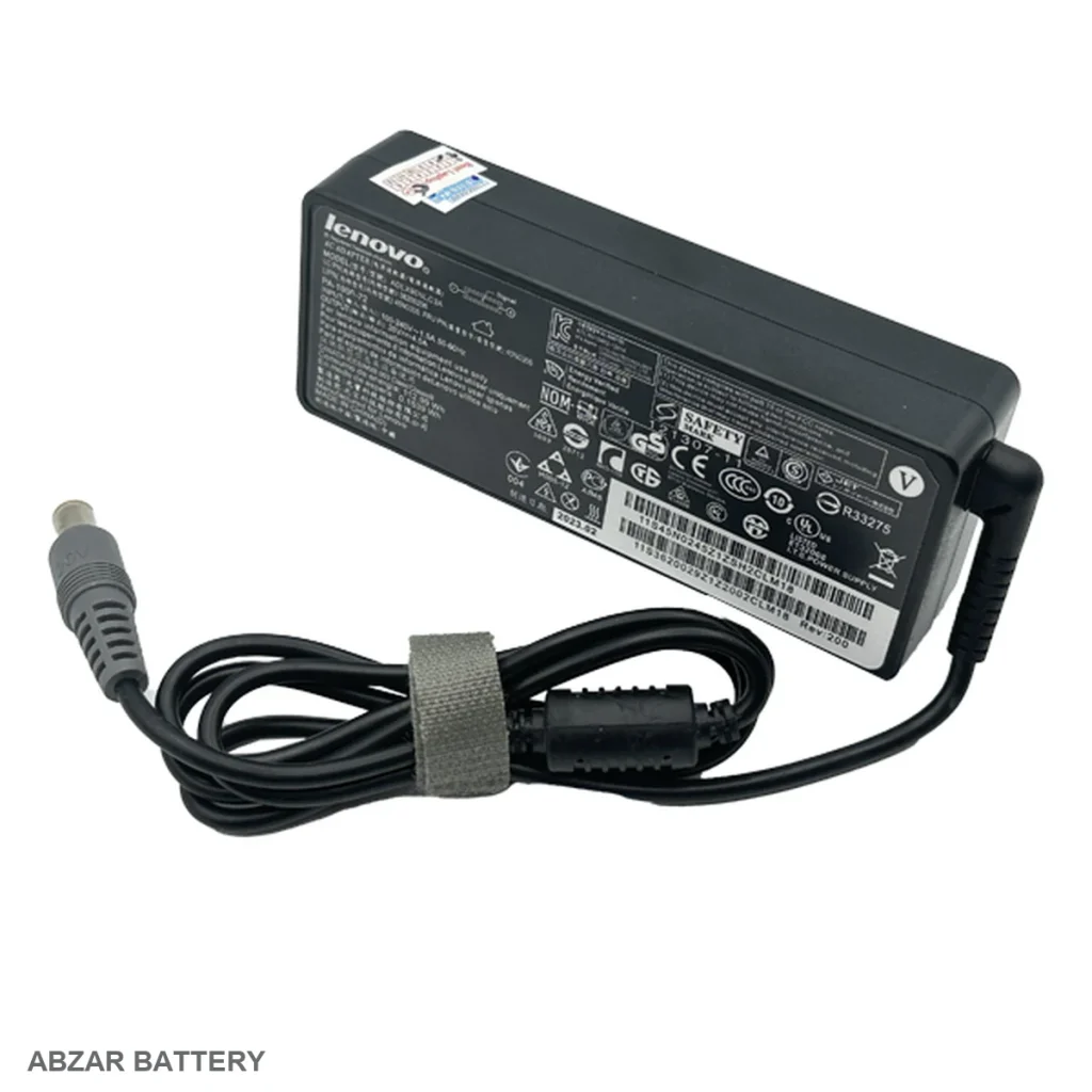 شارژر 20 ولت 4 5 آمپر لنوو (lenovo) فیش دلی 20 V برای لپ‌تاپ سازگار با همین ولتاژ، جریان و سوکت