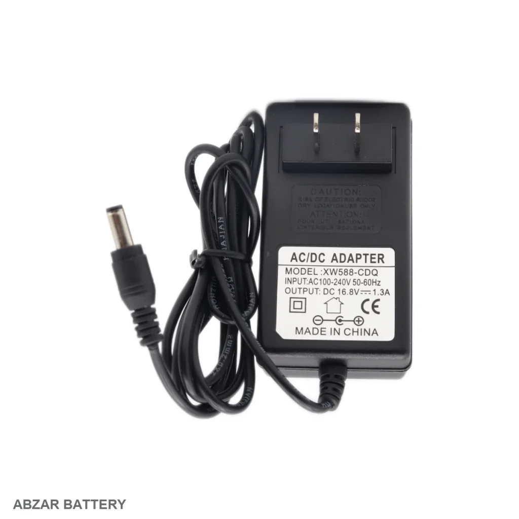 شارژر 16.8 ولت 1.3 آمپر 16.8 V برای شارژ باتری لیتیوم‌یون سازگار