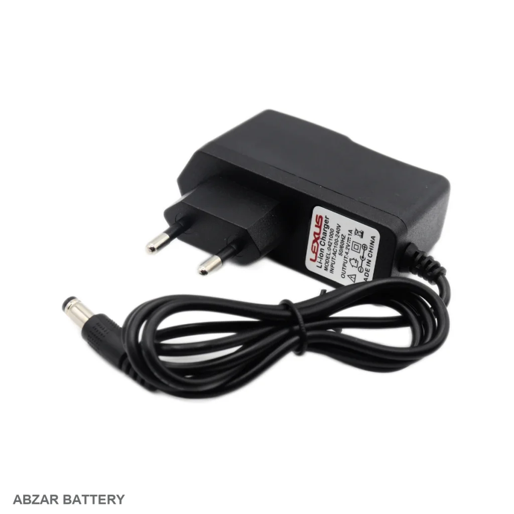 شارژر 4.2 ولت 1 آمپر لکسوس 4.2 V برای شارژ باتری لیتیوم‌یون سازگار