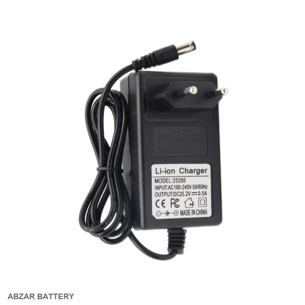 شارژر جارو شارژی 25.2 ولت 500 میلی آمپر 25.2 V برای شارژ باتری لیتیوم‌یون سازگار