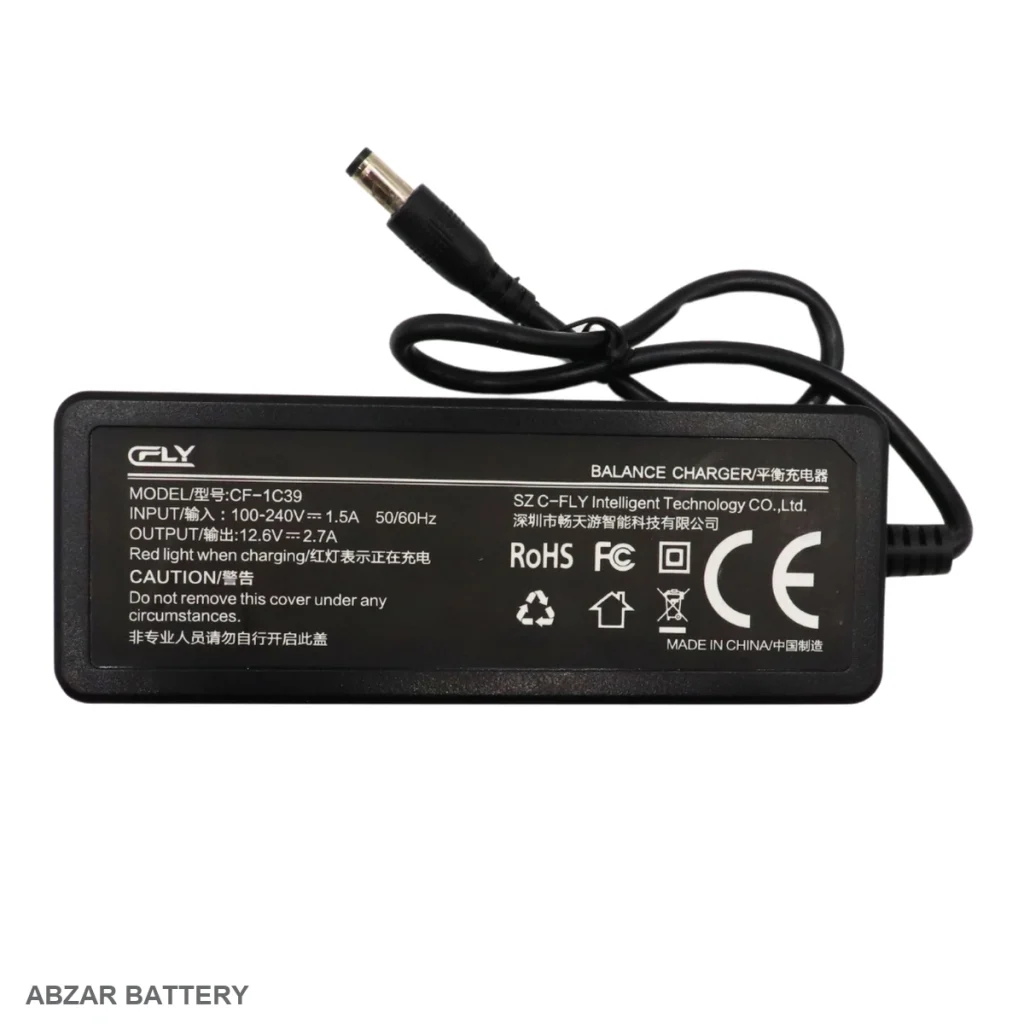شارژر 12.6 ولت 3 آمپر 12.6 V برای شارژ باتری لیتیوم‌یون سازگار