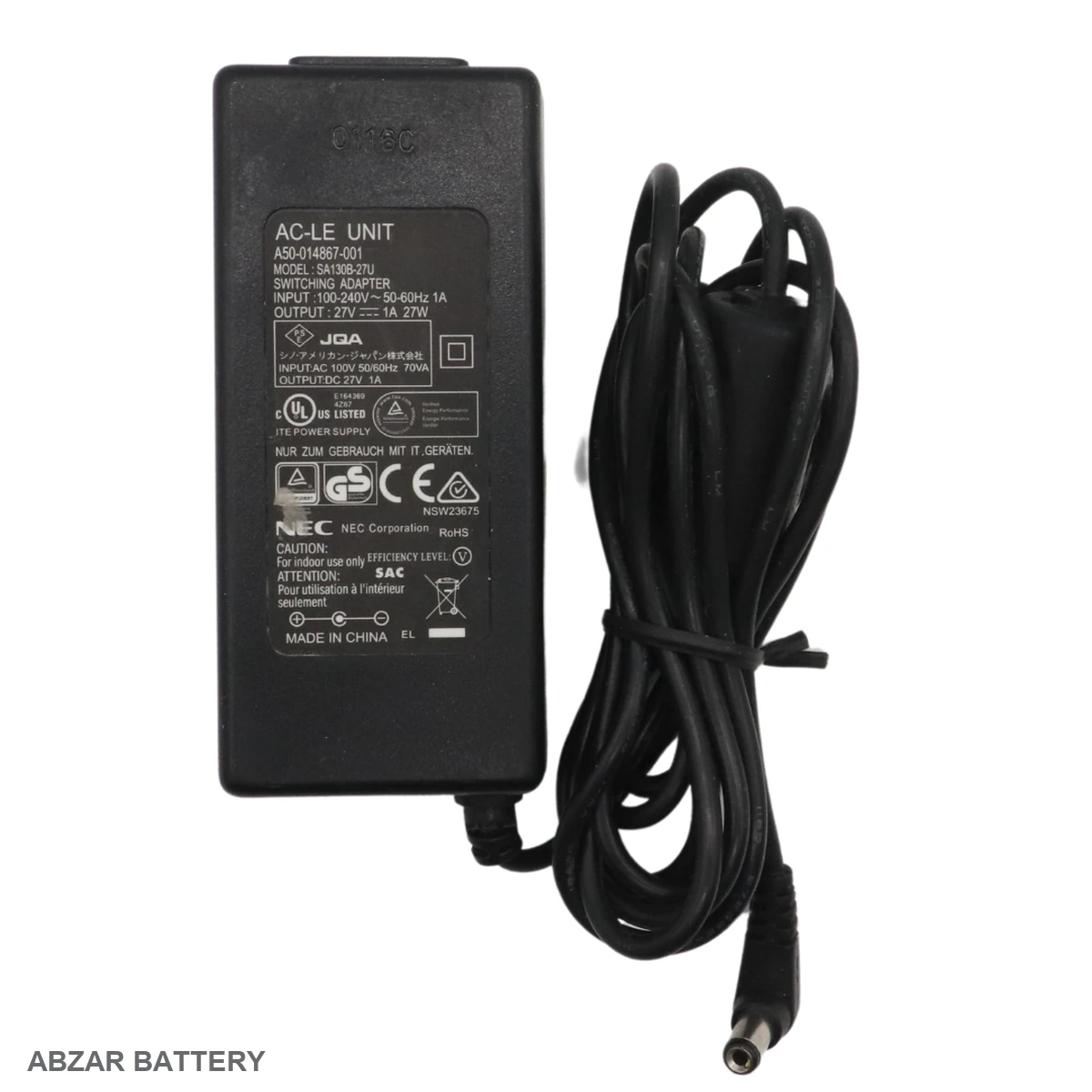 شارژر جارو شارژی 27 ولت 1 آمپر 27 V برای شارژ باتری لیتیومیون سازگار